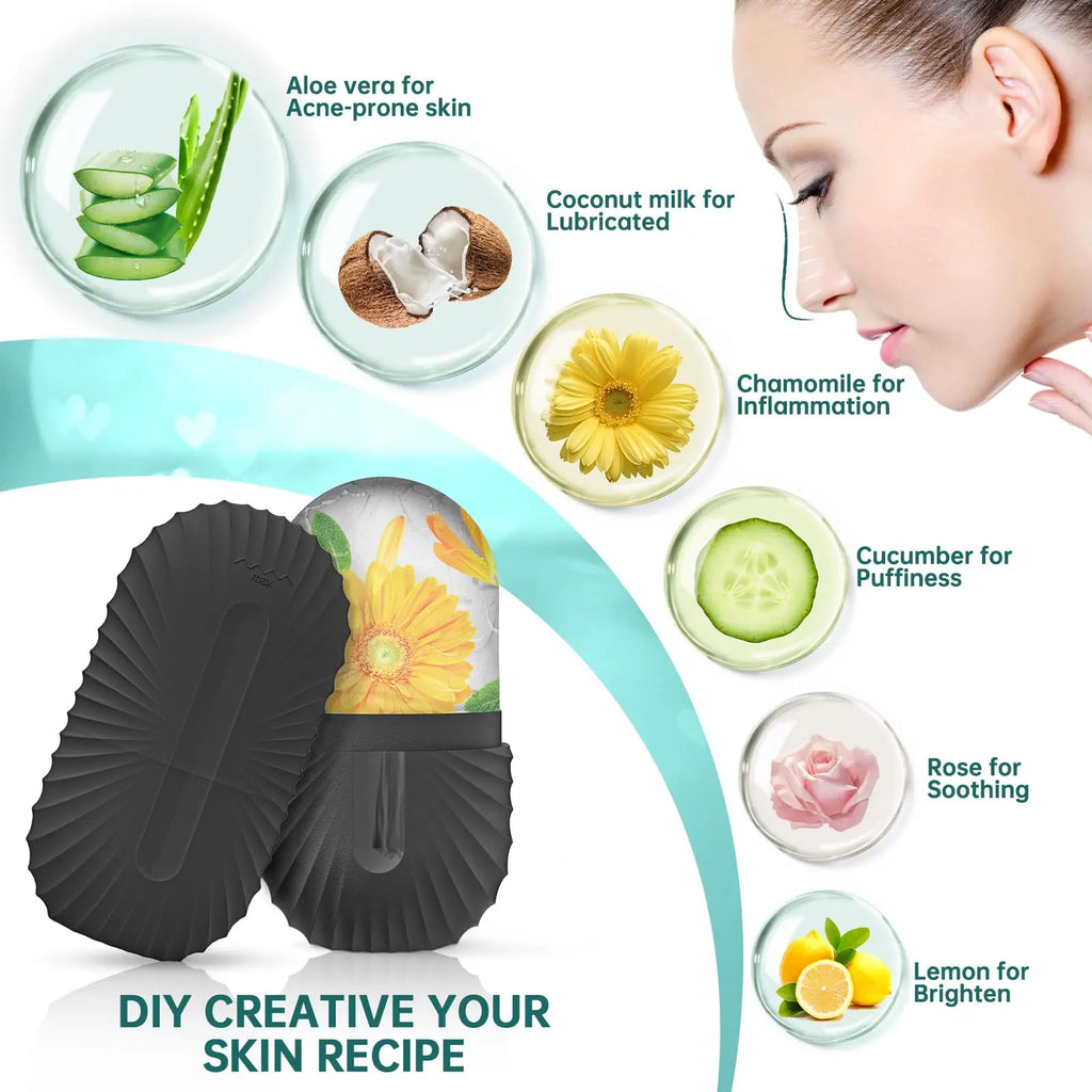 Set de cuidado facial con rodillo de hielo y Gua Sha